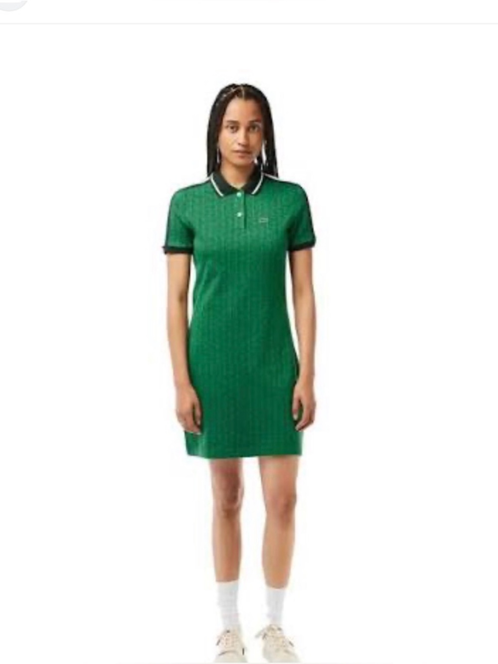 Lacoste Green Polo Shirt Dress with Contrast Trim